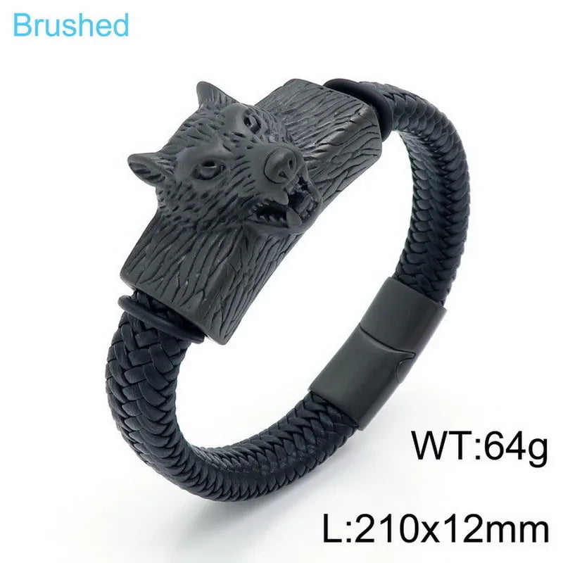 Hip-Hop Retro Color Block Pu Leather Titanium Steel Plating 18K Gold Plated Men's Bangle