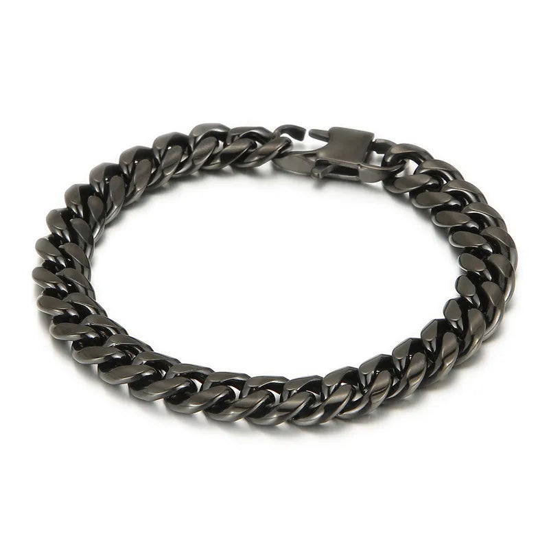 Simple Style Geometric Solid Color Titanium Steel 18K Gold Plated Men's Bracelets