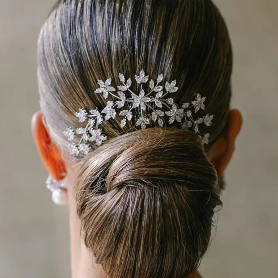 Luxury Flower Zircon Hair Comb Wedding Dress Jewelry Fashion Handmade Hair Comb Hair Accessories