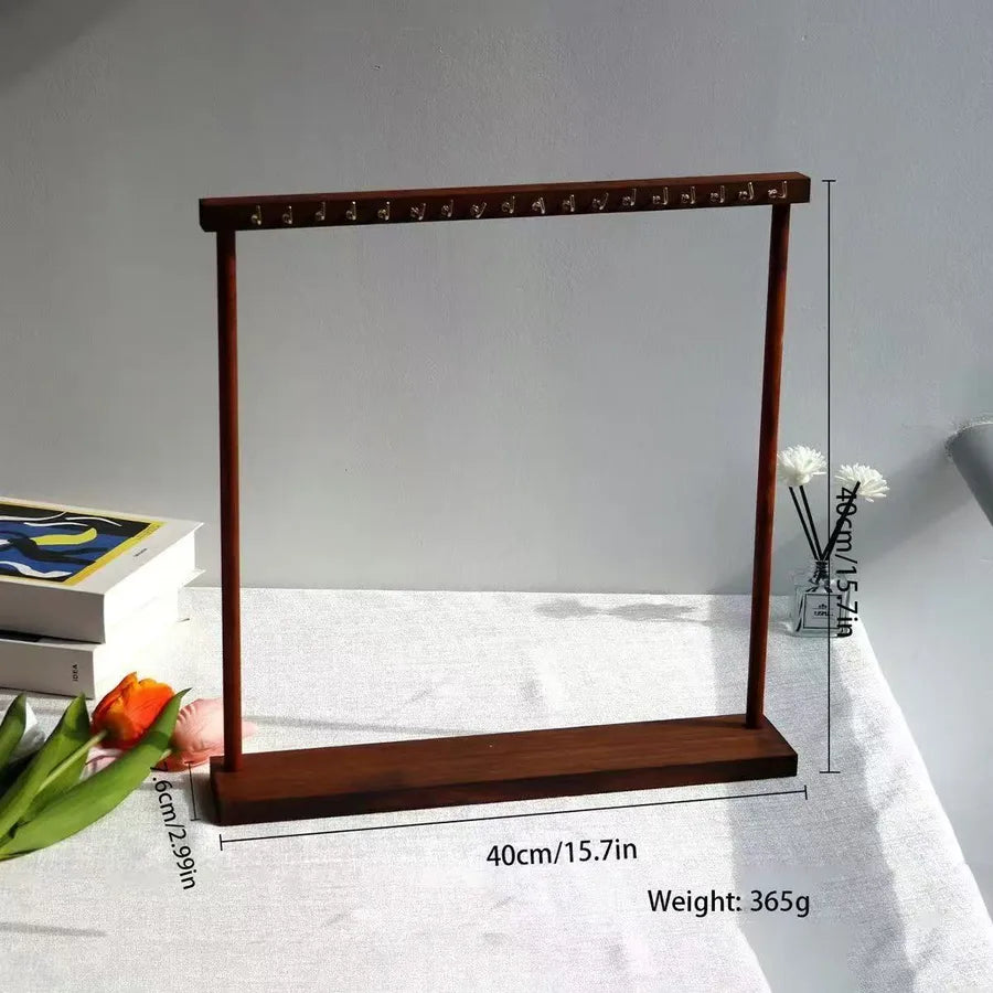 Walnut Color Solid Wood Necklace Jewelry Display Stand Bracelet Pendant Holder Sweater Storage Arrangement Props Simple Style