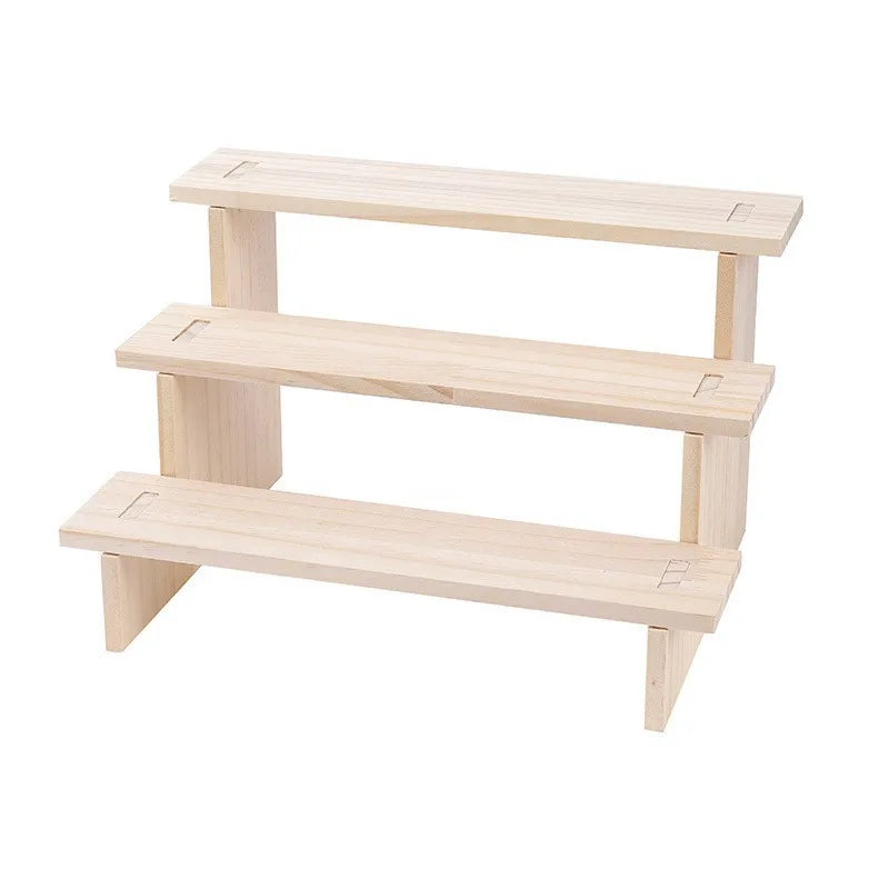 Rustic Wooden Staircase Display Stand For Accessories Toy Figure Eyewear Vintage Design Jewelry Live Broadcast Props Stand