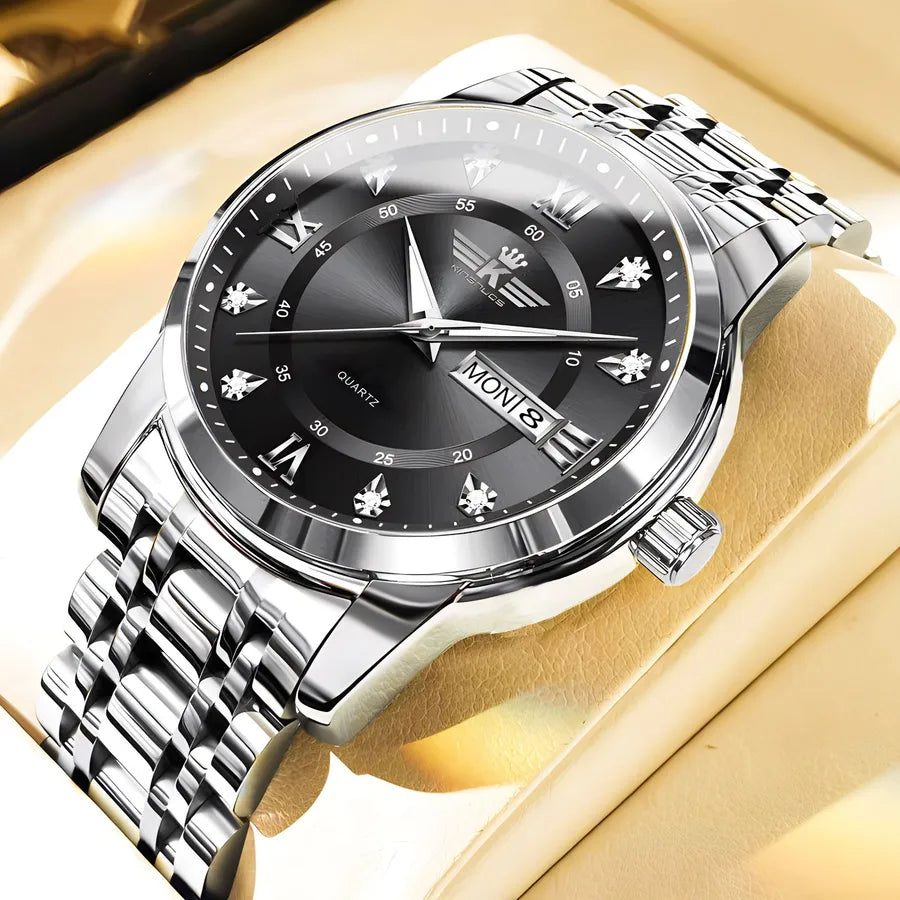 Casual Color Block Single Folding Buckle Quartz Watch Men's Watches