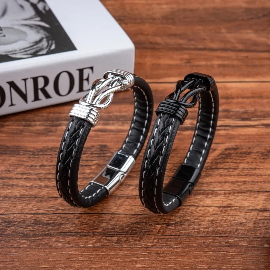 Casual Simple Style Knot Pu Leather Alloy Men's Bracelets
