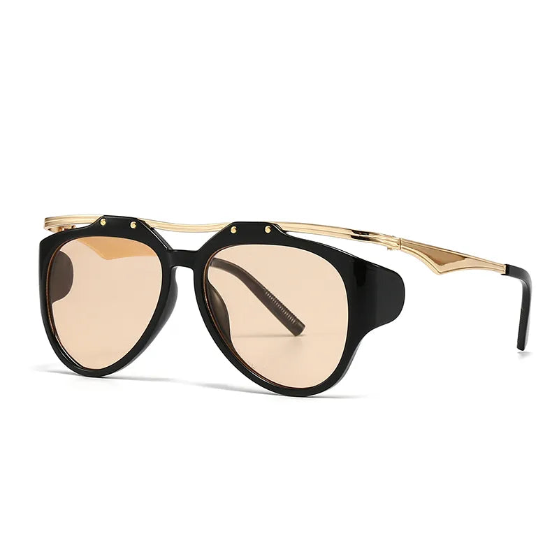 Modern Style Solid Color Pc Special-Shaped Mirror Full Frame Men's Sunglasses