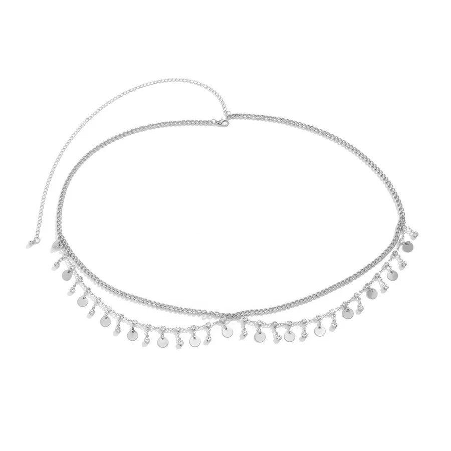 Casual Solid Color Zircon Iron Copper Wholesale Waist Chain