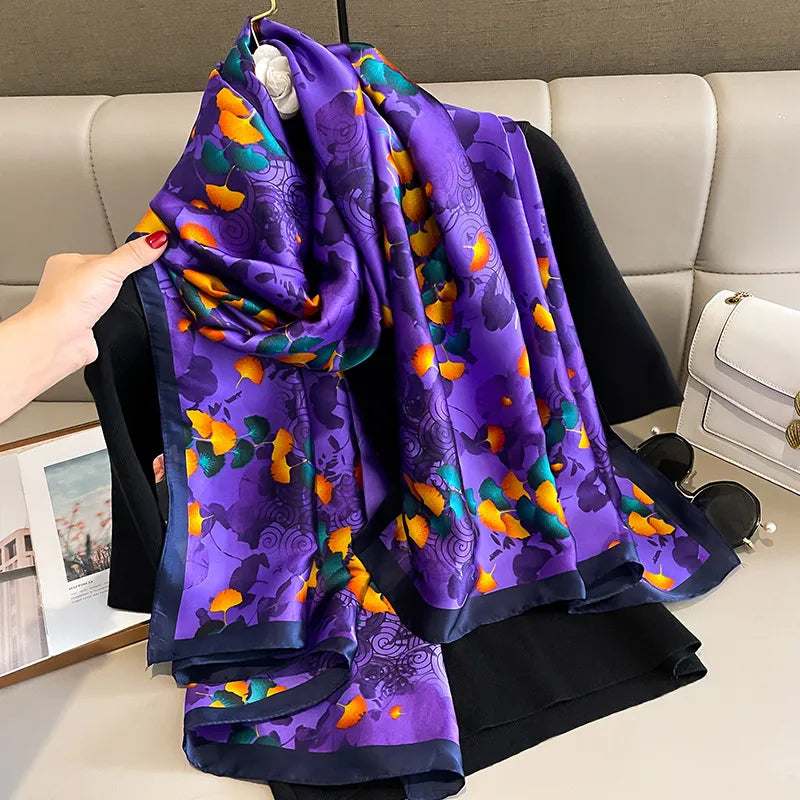 Women's Simple Style Streetwear Leopard Satin Printing and Dyeing Printing Scarf