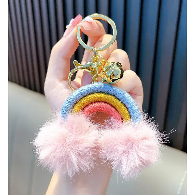 Cute Clouds Rainbow Cotton Unisex Bag Pendant Keychain
