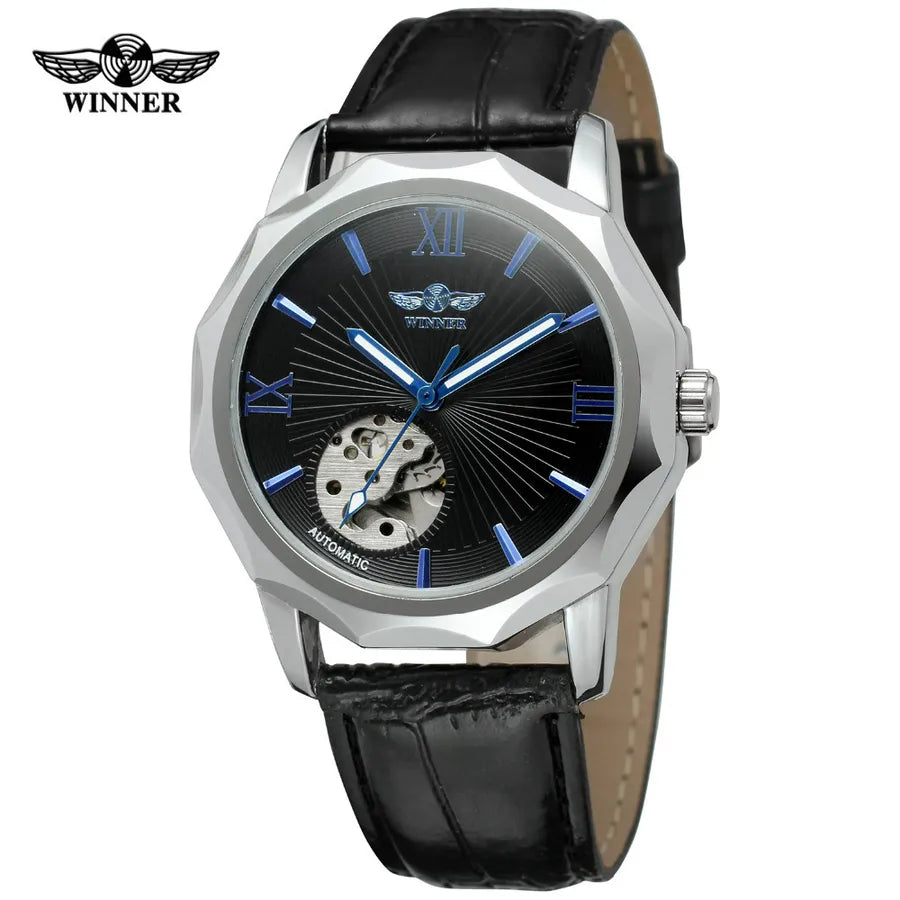Classic Style Solid Color Butterfly Double Snap Buckle Mechanical Watch Men's Watches