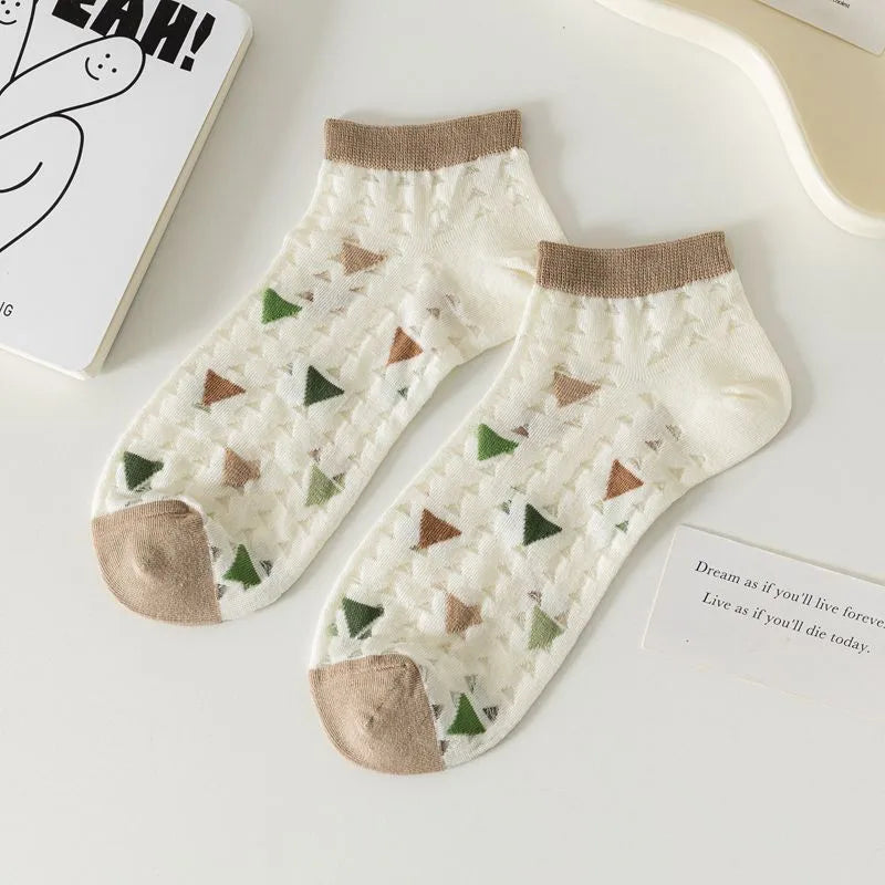 women's casual cartoon bamboo fiber hollow out ankle socks a pair