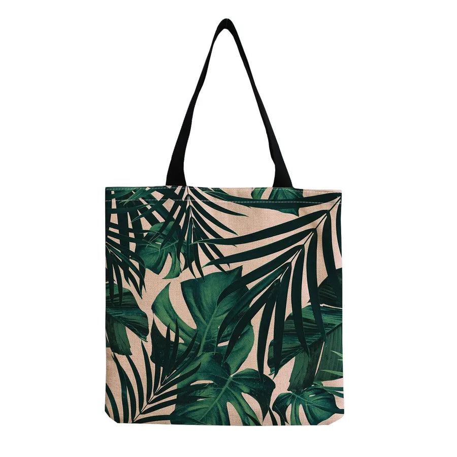 women's tropical leaf shopping bags