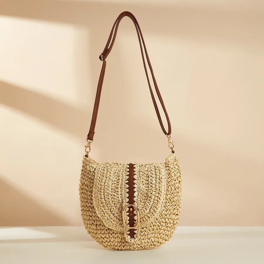 New New Style All-Matching Casual Shoulder Bag Straw Bag Mori Style Hand-Woven Bag Handbag Large Capacity Sand