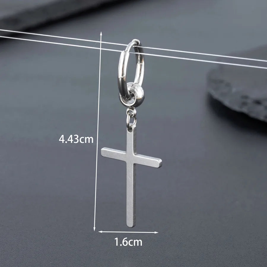 1 Piece Hip-Hop Punk Cross Snake 316 Stainless Steel  Drop Earrings