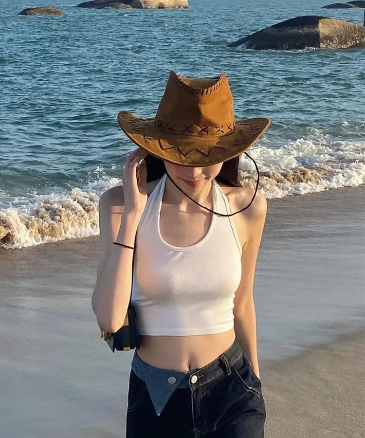 women's streetwear solid color big eaves sun hat