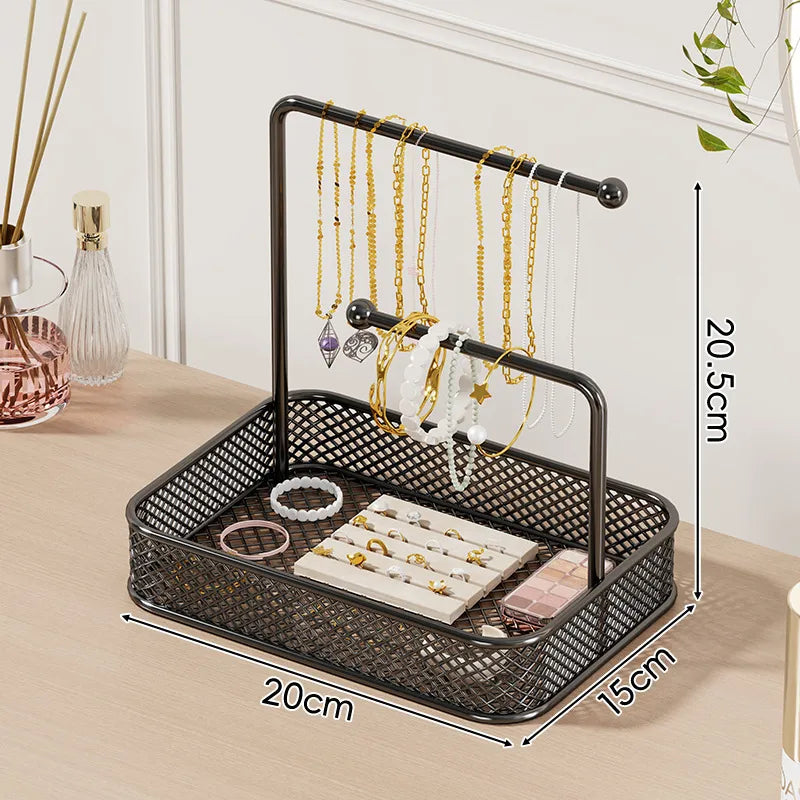 Solid Wood Jewelry Display Stand Bracelet Necklace Watch Holder Storage Box Buddha Beads Desktop Organizer Simple Style