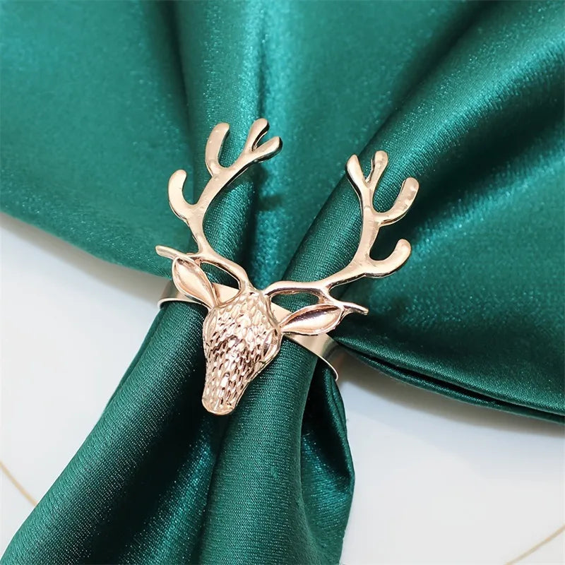 Fashionable Electroplated Christmas Deer Head Sacrificial Festival Sheep Head Bull Head Iron Napkin Rings  Style