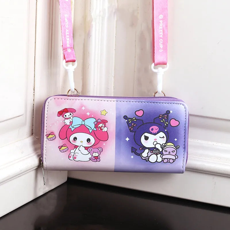 foreign trade kulomi  conan cartoon cute boys and girls children large capacity wallet messenger bag