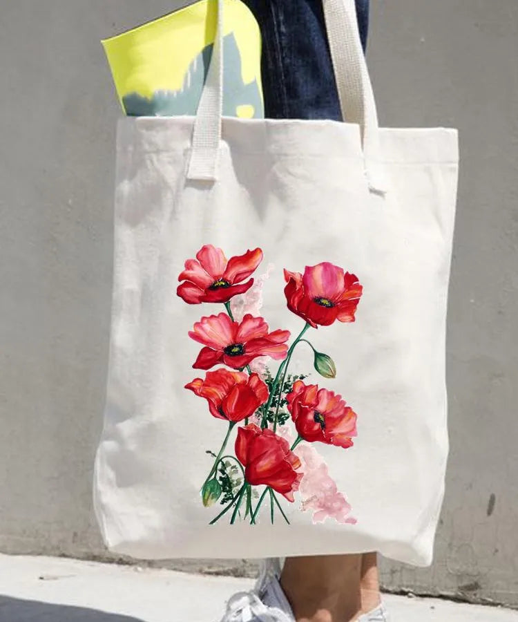 Women's printed shopping bag casual shopping handbag women's shoulder bag large capacity new artistic fresh Women's bag