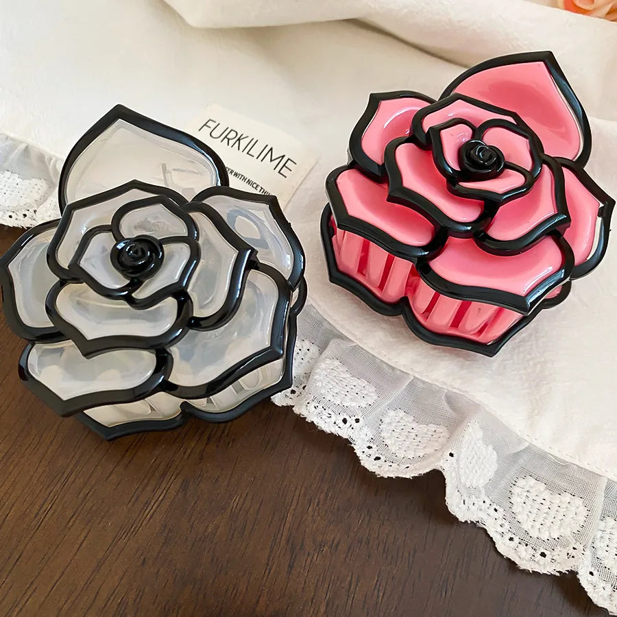 Fashionable Floral Hair Clip Simple Elegant Versatile Sweet Personality Hair Accessories For Women Acrylic Material Creamy Style