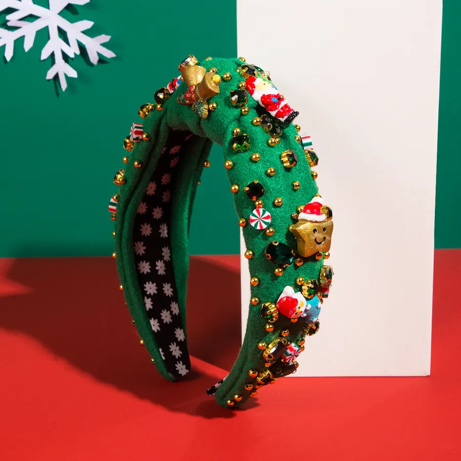 Christmas Classic Style Women's Christmas Tree Santa Claus Christmas Socks Inlay Glass drill Hair Band