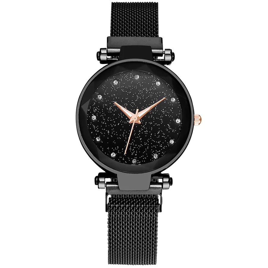 fashion starry sky surface magnet with quartz ladies bracelet watch   rhinestone watch wholesale nihaodropshipping