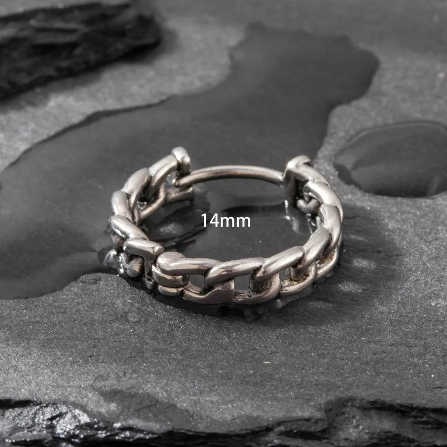 1 Piece Hip-Hop Vintage Style chain 316 Stainless Steel  Hoop Earrings