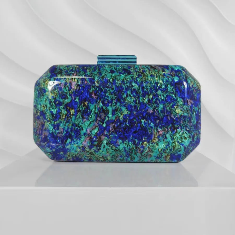 Gold White Blue Arylic Solid Color Square Evening Bags