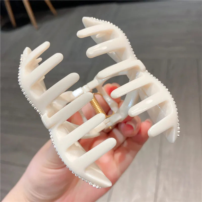 Elegant Medium Size Heavy Duty Water Diamond Hair Claw Clip Fashionable Lazy Updo Hairpin Stylish Hair Accessories For Women