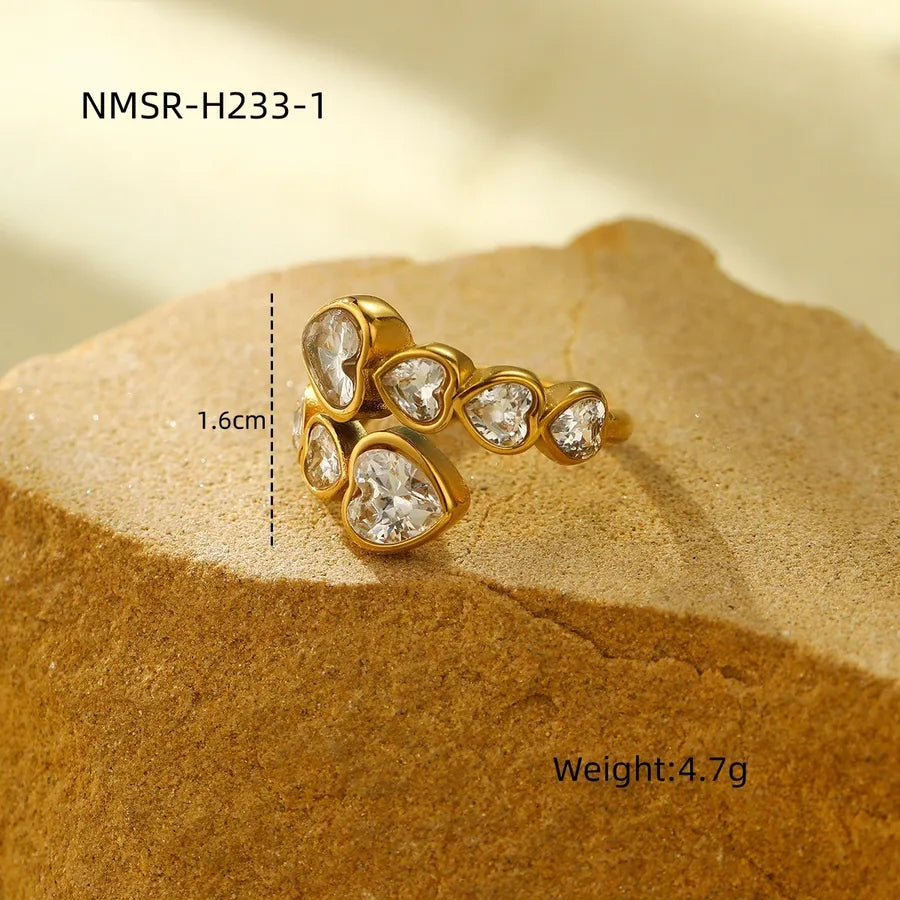 Wholesale Jewelry IG Style Elegant Exaggerated Pentagram Heart Shape 304 Stainless Steel Open Rings