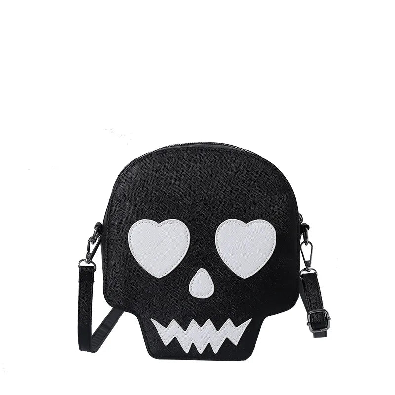 Halloween Skeleton Head Funny Crossbody Bag Square Single Shoulder Slant Bag For Girls Trendy PU Leather Internal Material