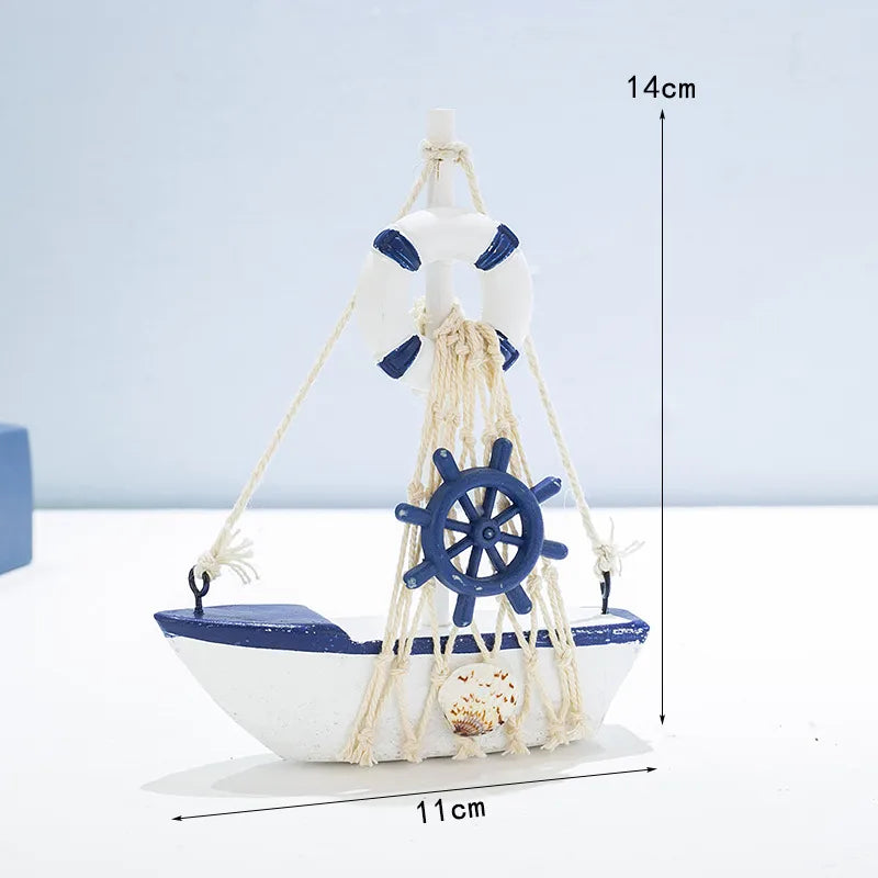 Marine Style Ship Rudder Anchor Wood Ornaments Artificial Decorations
