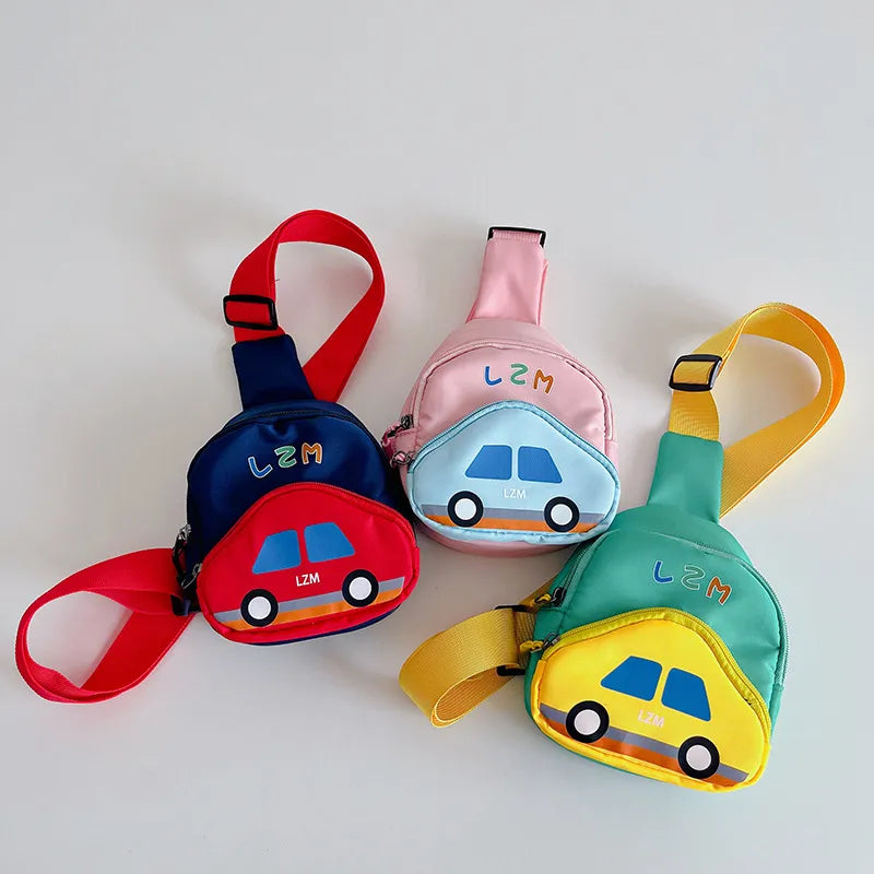 New New Cartoon Children's Shoulder Bag Car Boy's Chest Bag Cute Trendy Girl's Change Accessories Crossbody Bag