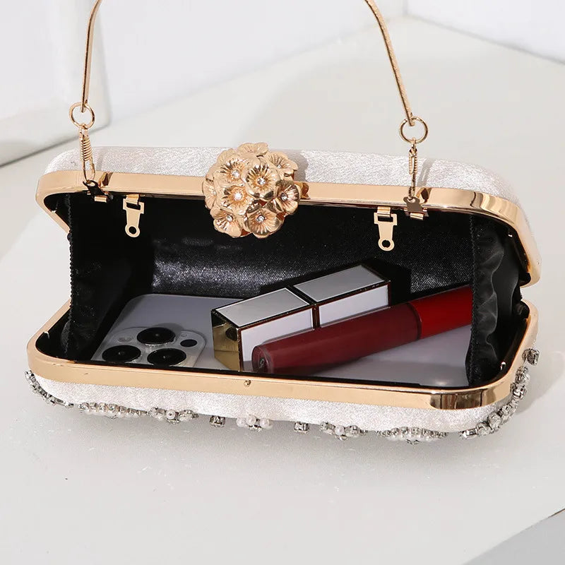 champagne polyester heart shape square evening bags