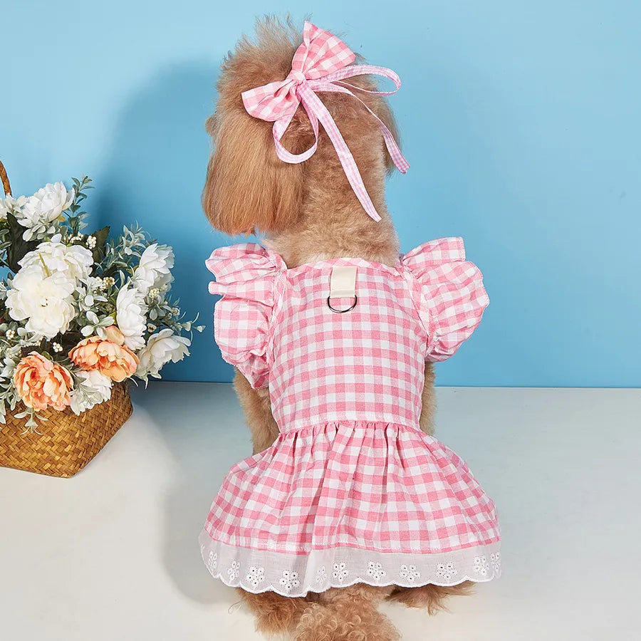 cute cotton flower bow knot pet clothing