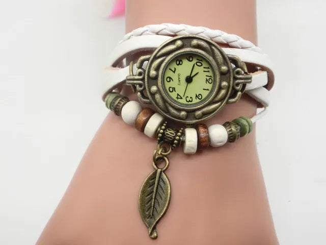 ethnic style leaf buckle quartz women's watches