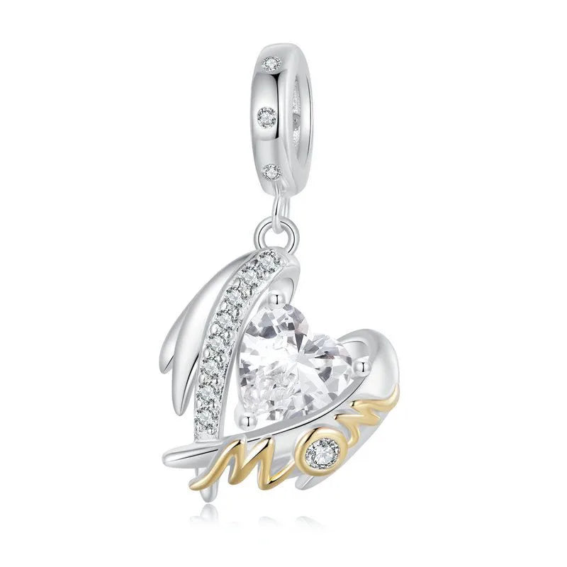 Aifule Original Mother's Day Series Mother's Love Beads S925 Sterling Silver Scattered Beads DIY Bracelet Ornament Beads Combination