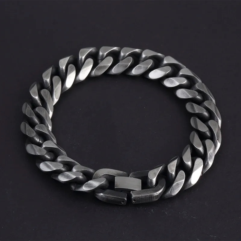 retro geometric solid color titanium steel stoving varnish men's bracelets