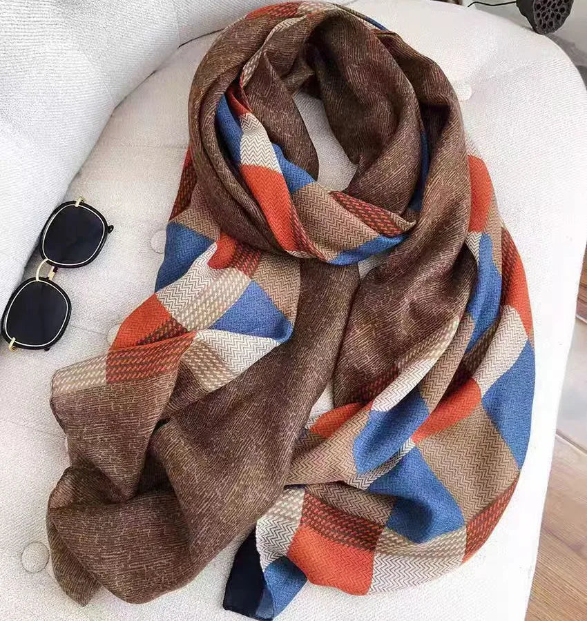 women's fashion star heart shape cotton and linen printing cotton linen scarves