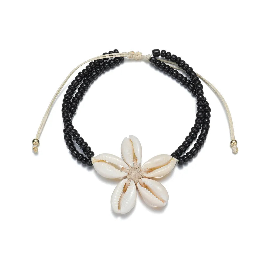 Wholesale Jewelry Bohemian Conch Plastic Seed Bead Anklet
