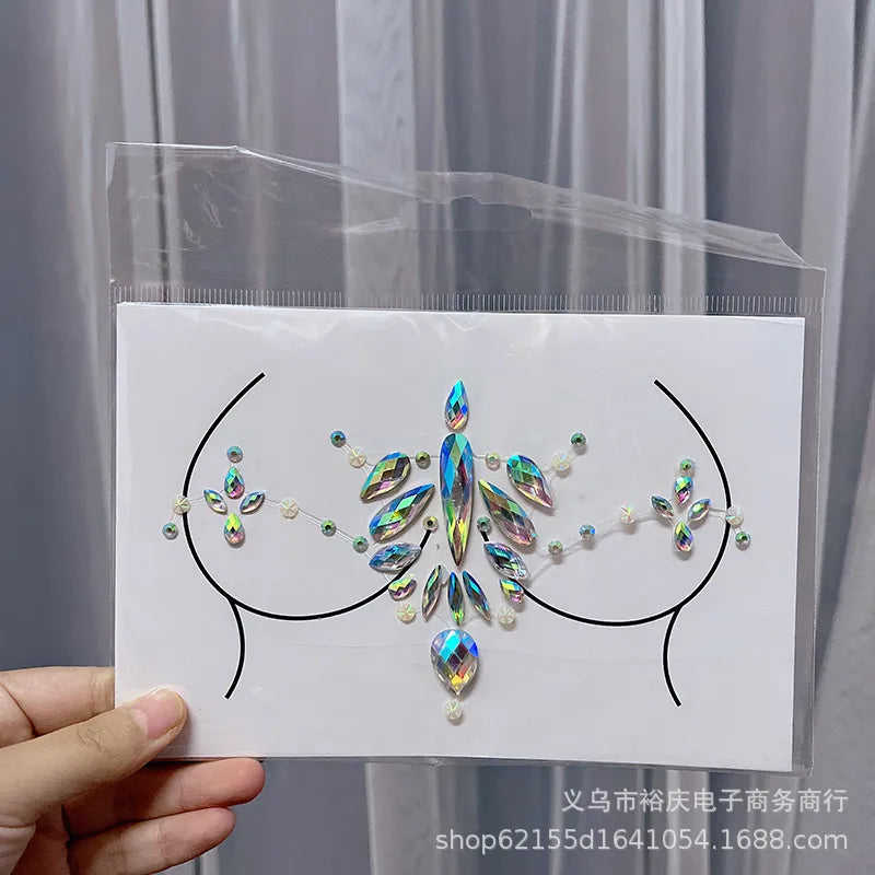 Halloween face stickers chest stickers body tattoo stickers resin acrylic Diamond stickers   tattoo stickers wholesale