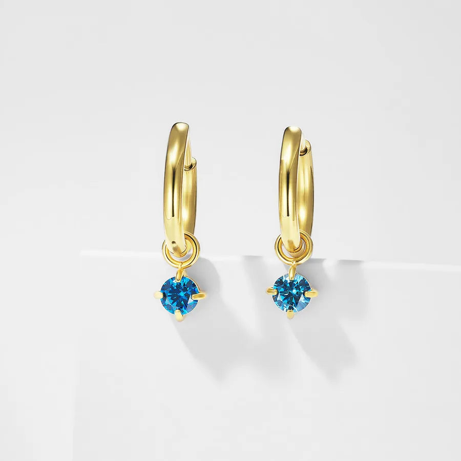 Sweet Classic Style Shiny Round Inlay 304 Stainless Steel Zircon Earrings