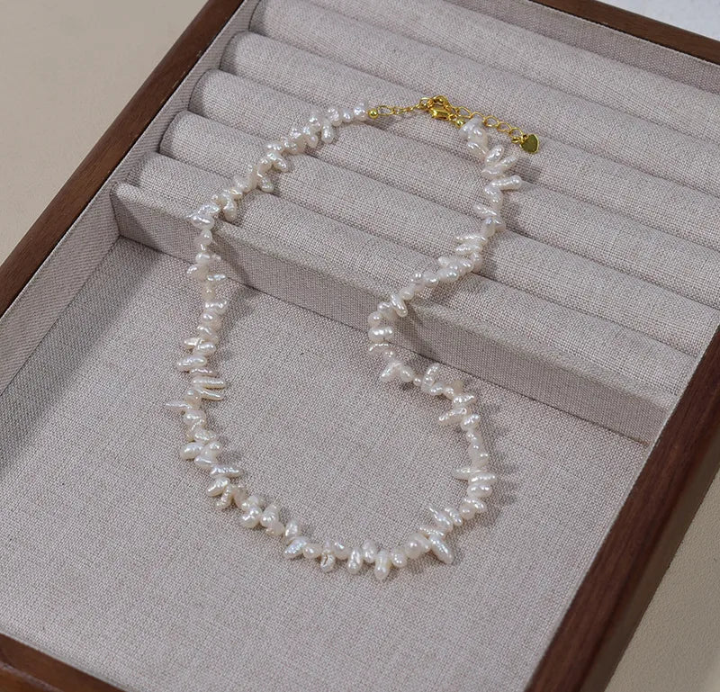 Natural Freshwater Pearl Necklace Three-Seven Holes Design Versatile Women's Jewelry Original Design Elegant Neck Chain