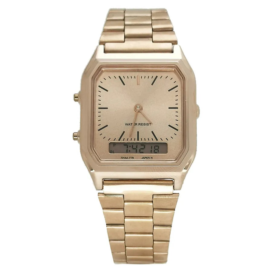 Non-woven AQ230W electronic watch classic retro steel belt small gold watch wholesale watch waterproof men's alloy