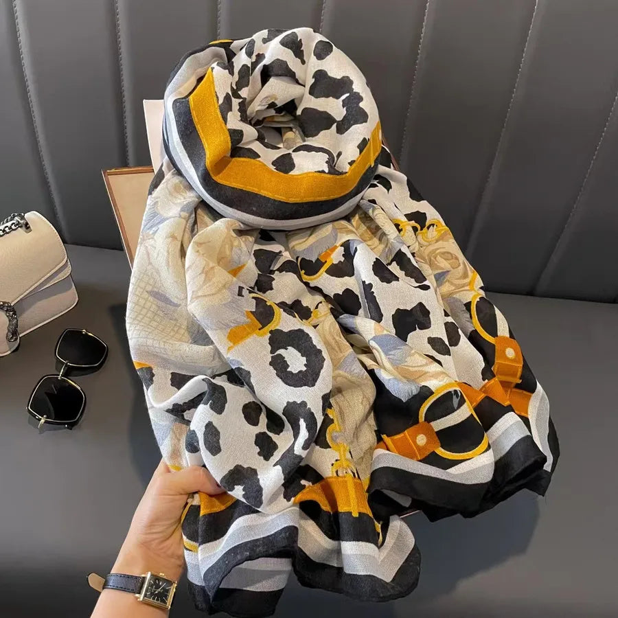 women's fashion star heart shape cotton and linen printing cotton linen scarves