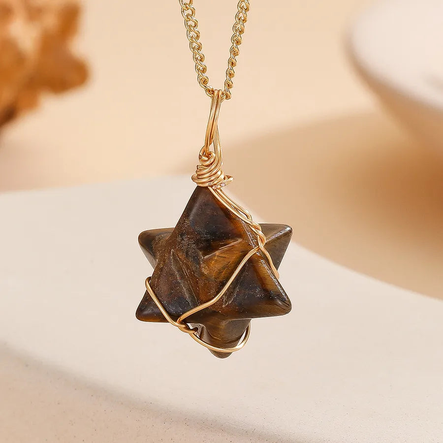 Modern Style Classic Style Irregular 304 Stainless Steel natural stone Pendant Necklace In Bulk