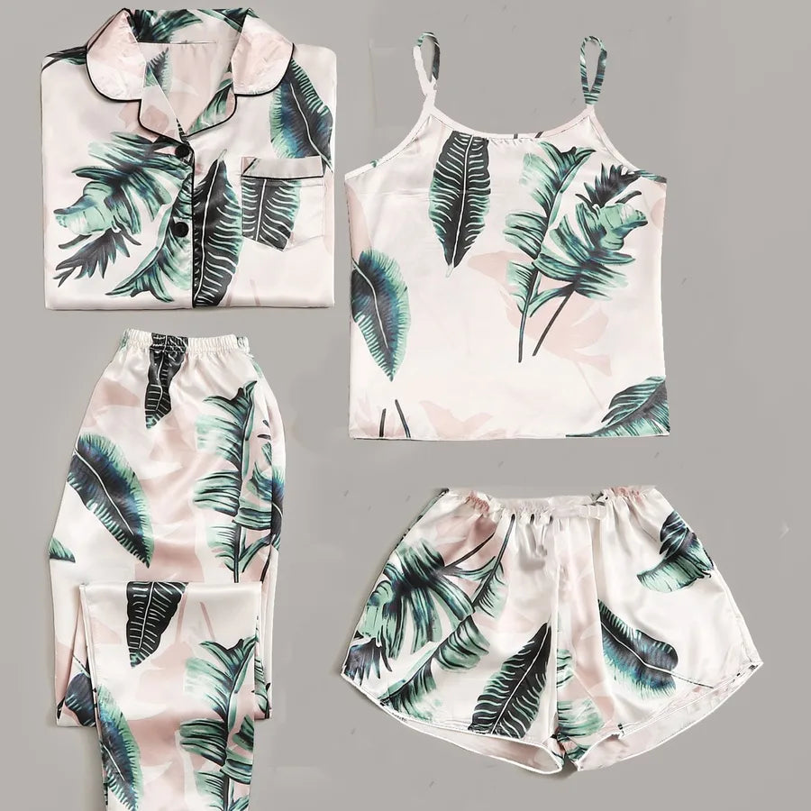 women's fashion tropical polyester printing pants sets