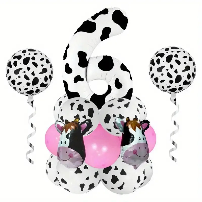 Casual Cute Cow Pattern Aluminum Film Birthday Festival Balloons