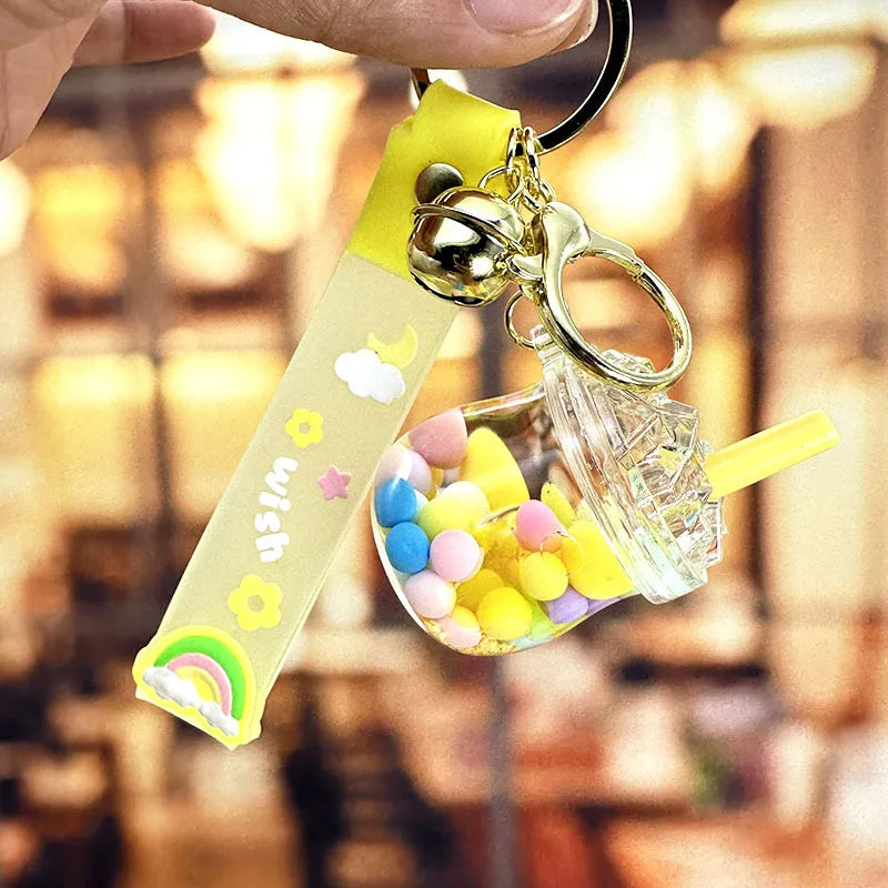 cartoon style cute cup arylic women's bag pendant keychain