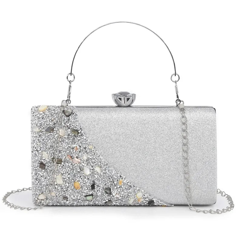 Explosions  New Rhinestone-encrusted Evening Bag High-grade Texture Evening Dress Clutch Bag Chain Shoulder Bag