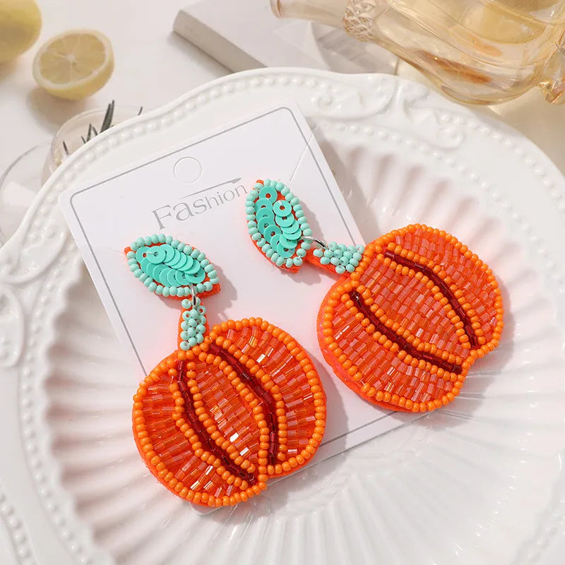 Handmade Christmas Tree Pumpkin Snowflake Earrings Women's Festive Atmosphere Sensation Ear Jewelry Holiday Flower Design