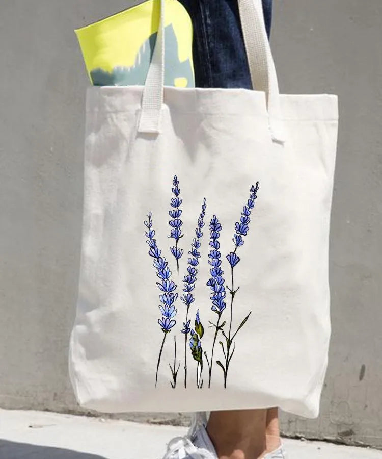 Women's printed shopping bag casual shopping handbag women's shoulder bag large capacity new artistic fresh Women's bag